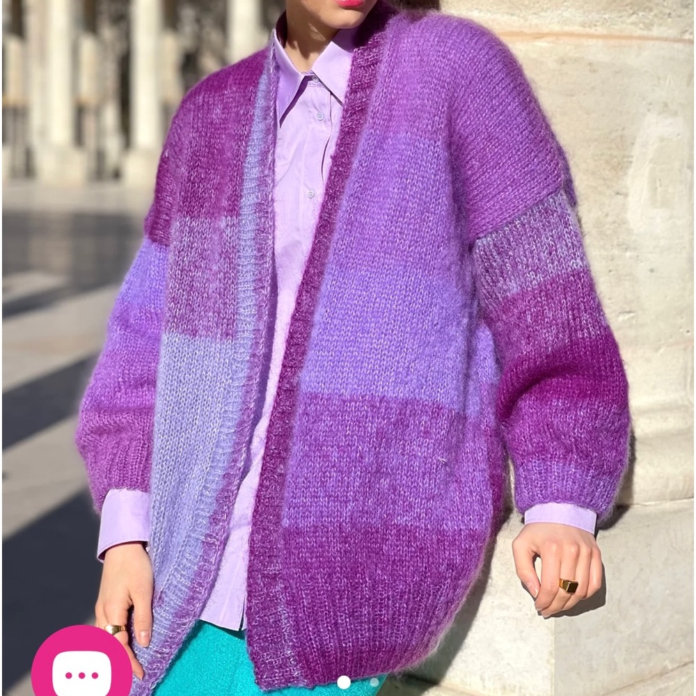 💗 ROSE CARMINE Mohair Purple Love Long Jacket New w/tags $595 One Size fits all